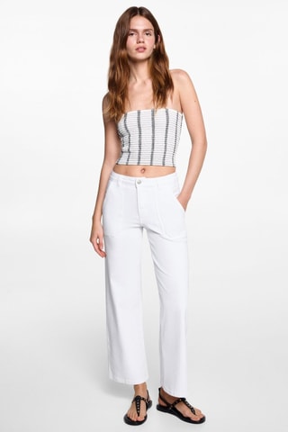 Jupe-culotte jean taille normale - Blanc cassé