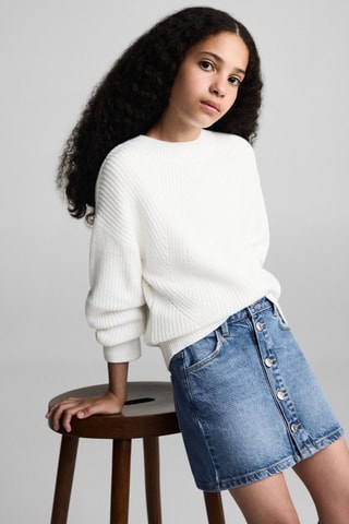 Jupe denim boutons - Bleu