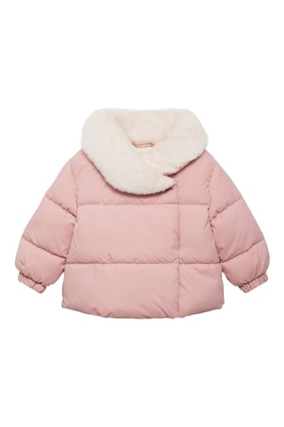 Anorak matelassé col fourrure - Rose pastel