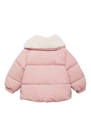 Anorak matelassé col fourrure - Rose pastel