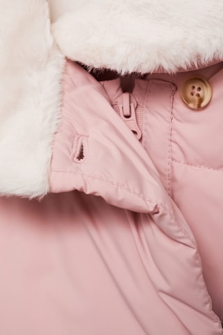 Anorak matelassé col fourrure - Rose pastel