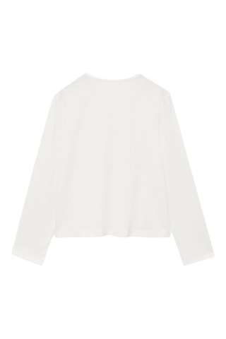T-shirt coton manches longues - Blanc cassé