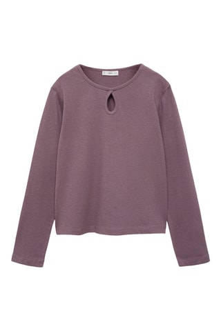 T-shirt coton manches longues - Violet