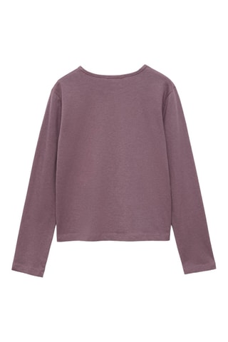 T-shirt coton manches longues - Violet