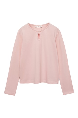 T-shirt coton manches longues - Rose