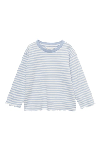 T-shirt coton à rayures - Ciel