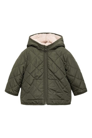 Anorak matelassée imitation mouton retourné - Kaki
