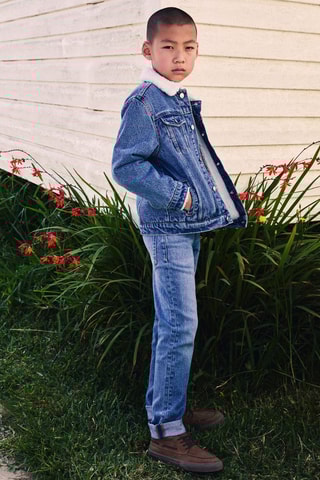 Veste jean imitation mouton retourné - Bleu