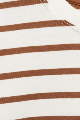 T-shirt manches longues rayures - Blanc et camel