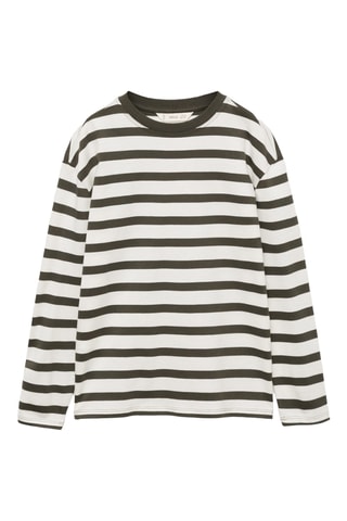 T-shirt manches longues rayures - Kaki