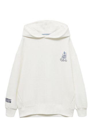 Sweat-shirt coton détails brodés - Blanc cassé