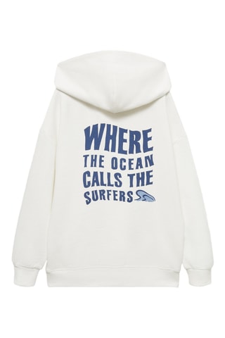 Sweat-shirt coton détails brodés - Blanc cassé