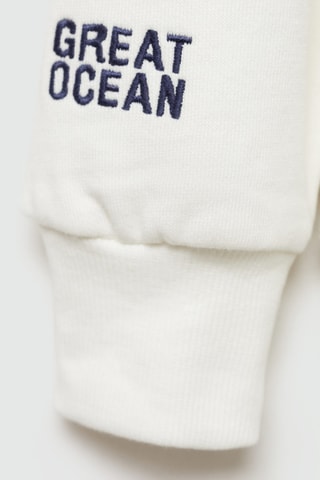 Sweat-shirt coton détails brodés - Blanc cassé