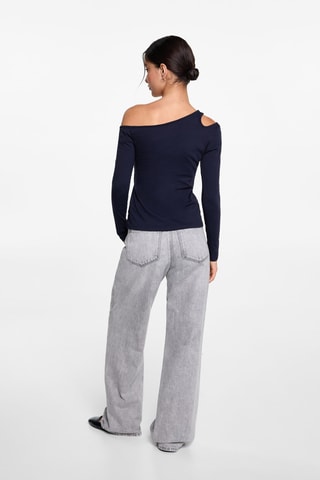 T-shirt coton asymétrique - Bleu marine