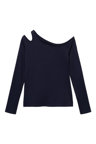 T-shirt coton asymétrique - Bleu marine