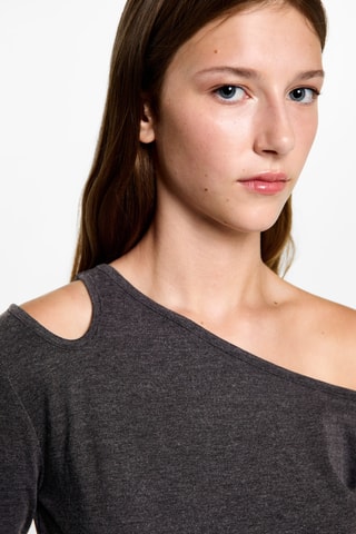 T-shirt coton asymétrique - Gris