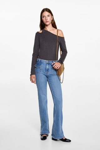 T-shirt coton asymétrique - Gris