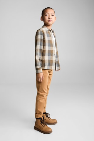 Chemise à carreaux en coton - Marron et bleu