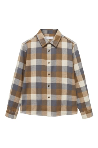 Chemise à carreaux en coton - Marron et bleu