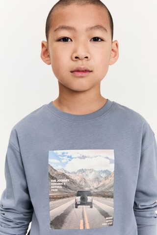 T-shirt coton imprimé - Bleu