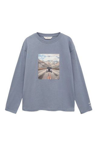 T-shirt coton imprimé - Bleu