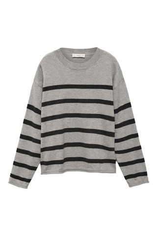 Pull-over côtelé à rayures - Gris chiné