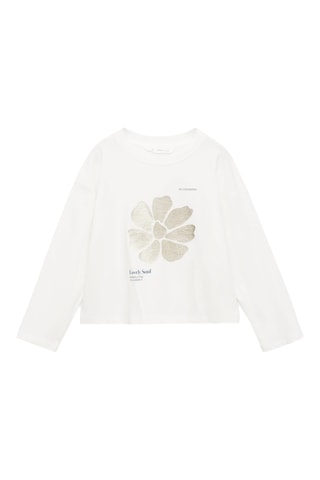 T-shirt coton imprimé - Blanc cassé