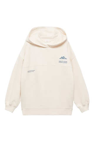 Sweat-shirt imprimé capuche - Écru