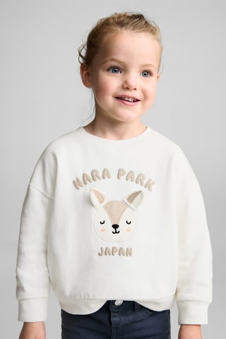 Sweat-shirt coton détails brodés - Blanc cassé
