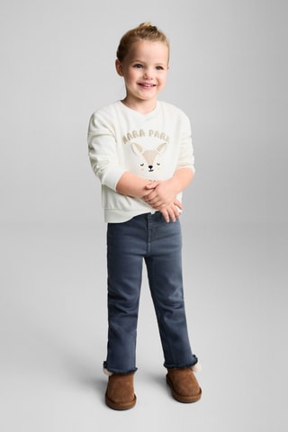Sweat-shirt coton détails brodés - Blanc cassé