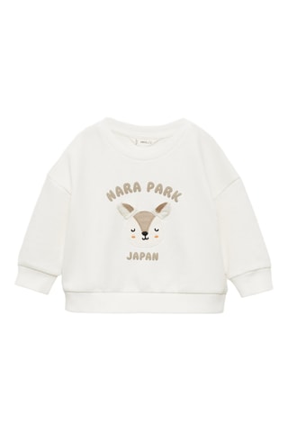 Sweat-shirt coton détails brodés - Blanc cassé