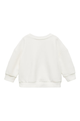 Sweat-shirt coton détails brodés - Blanc cassé