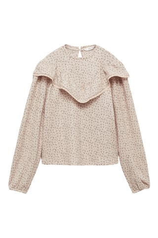 Blouse à fleurs volantée - Sable