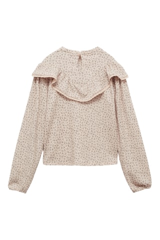 Blouse à fleurs volantée - Sable