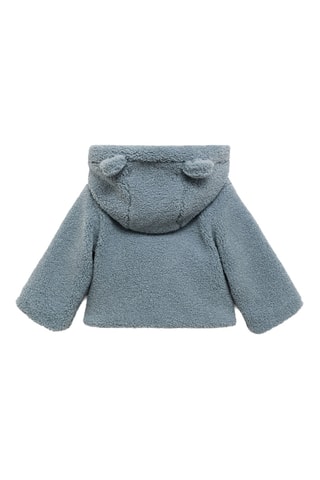 Manteau imitation mouton retourné capuche - Bleu