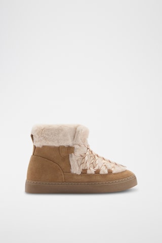 Bottines en cuir et fourrure - Marron et beige