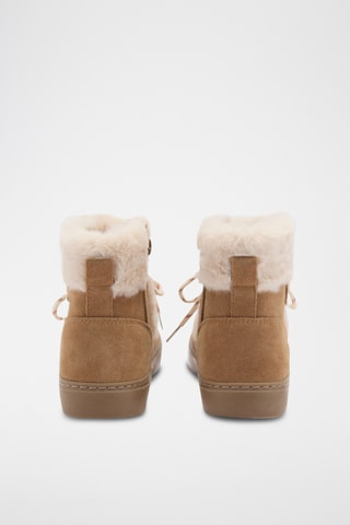 Bottines en cuir et fourrure - Marron et beige