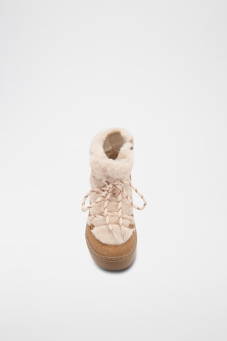 Bottines en cuir et fourrure - Marron et beige