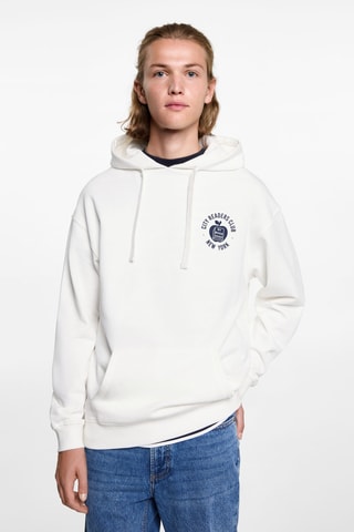Sweat-shirt oversize imprimé - Blanc cassé