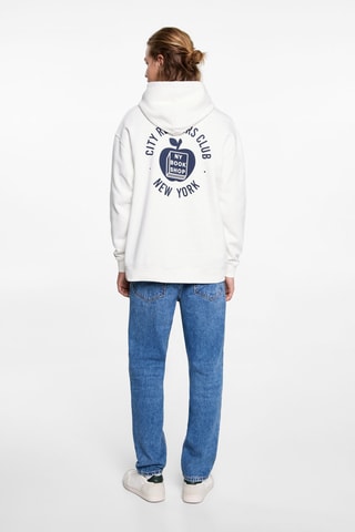 Sweat-shirt oversize imprimé - Blanc cassé