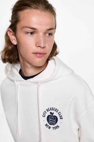 Sweat-shirt oversize imprimé - Blanc cassé