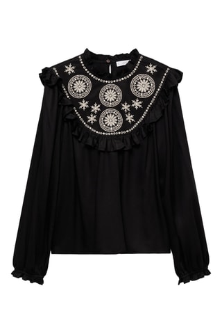 Blouse fluide détails brodés - Noir