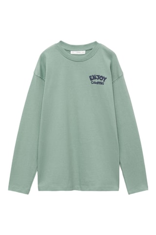 T-shirt manches longues imprimé - Vert pastel