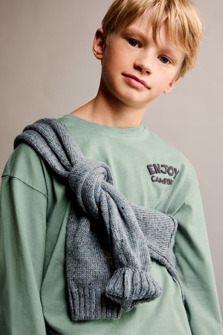 T-shirt manches longues imprimé - Vert pastel