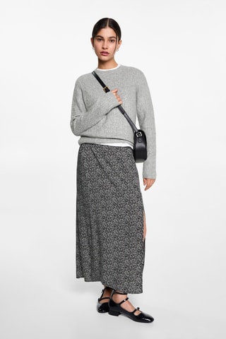 Pull-over maille tressée - Gris chiné