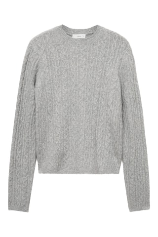Pull-over maille tressée - Gris chiné