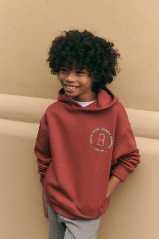 Sweat-shirt coton détails brodés - Cerise