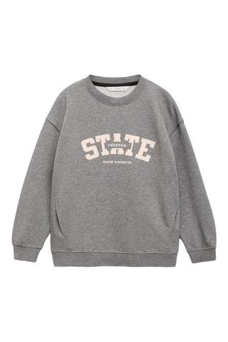 Sweat-shirt coton imprimé - Gris chiné