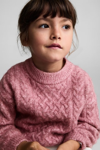 Pull-over maille tressée - Cerise