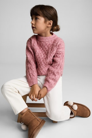 Pull-over maille tressée - Cerise